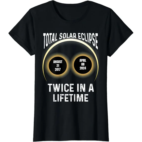 Twice in Lifetime 2024 Total Solar Eclipse America Ladies' Crewneck T-Shirt