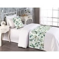 thumbnail image 2 of Leafy Design Bed Runner Set, Simple Design Exotic Vibes Modern Leaves Greenery Pattern Neutral, Decorative Bedding Scarf & a Pillow Sham for Hotels Homes, Twin, Forest Green Pale Green, by Ambesonne, 2 of 3