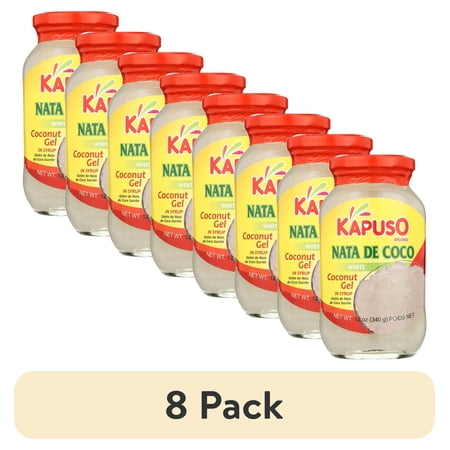 (8 pack) Kapuso Nata De Coco White Coconut Gel in Syrup, 12 Oz Jar