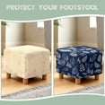 thumbnail image 6 of SCRAWLGOD Leaf Print White Navy Blue Ottoman Slipcover, Stretch Square Footstool Slipcover Removable Storage Ottoman Covers for Living Room with Elastic Bottom, 6 of 7