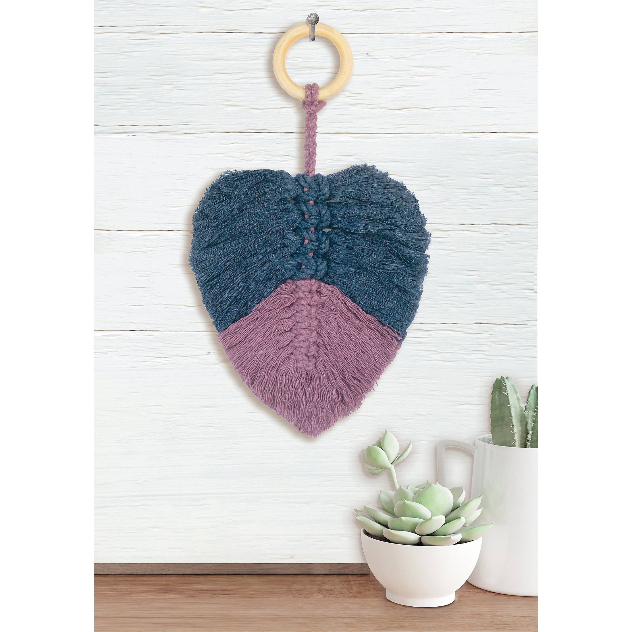 Hillfolk Macrame Feather Kit- Includes Macrame Cording, Wood Cabone Ring For Hanging, And Instructions. Makes One Feather.