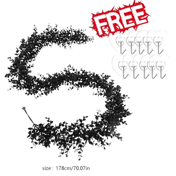 FEOLGEHLY 6ft Black Leaf Garland,Halloween Decorations Indoor Outdoor, Black Leaves Vines Garland,Artificial Floral Garland Greenery for Home Porch Mantle Fireplace Farmhouse Wall Party Decor