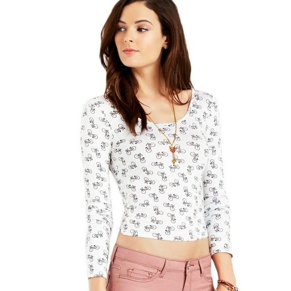 Aeropostale Womens Bicycle Bodycon Graphic T-Shirt, White, Juniors, Small