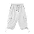 thumbnail image 6 of Vamuko Womens Cargo Shorts Drawstring Baggy Bermuda Shorts 2026 Summer Knee Length Casual Capris Plus Size Wide Leg Short with Pockets White L, 6 of 8