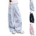 thumbnail image 6 of ZACPNCV Hip Hop Dance Cargo Pants for Girls Boys Wide Leg High Elastic Waisted Jogger Sweatpants Streetwear Active Pants 9-10 Years, 6 of 6