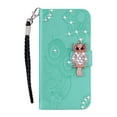 thumbnail image 2 of Diamond Wallet Case for Samsung Galaxy S23 with Card Slots Holder Magnetic Clasp Cover, Shining Sparkle Owl Embossed Pattern PU Leather Flip Folio Case with Wrist Strap Kickstand Case,Green, 2 of 7