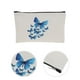 thumbnail image 3 of Bolsas de maquillaje de mariposa azul únicas 1 Pc para vacaciones y viajes de negocios de lona blanca, 3 of 5