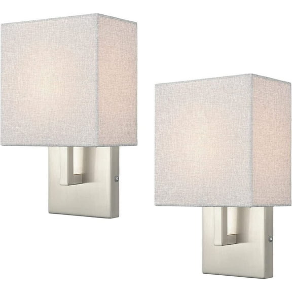 Set of 2 Wall Sconces Lighitng Brushed Nickel Linen Wall Light for Bedroom