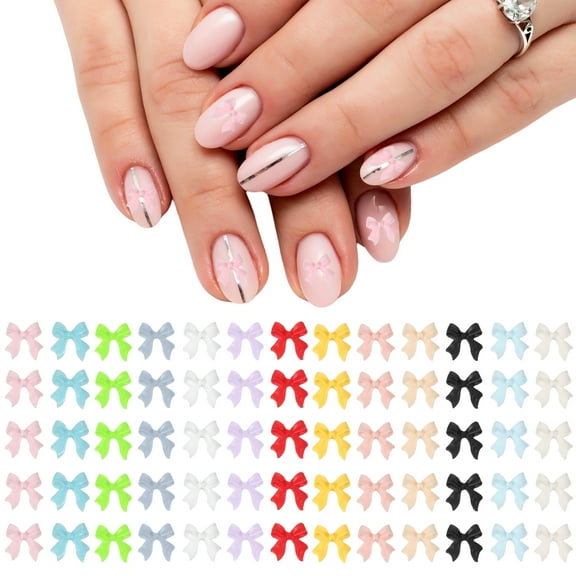 Uxcell Nail Bows, 3D Flowers for Nails Acrylic Resin Bows Art Accessories for DIY, 100 Pcs Multicolor