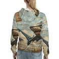 thumbnail image 7 of Uemuo Wood Grain Shark Pattern Women's Hoodie with Eye-catching Drawstrings- Casual Pullover Hoodie with Kangaroo Pocket, Stylish Hooded Sweatshirt-Medium, 7 of 7