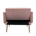 thumbnail image 3 of Velvet 2 in 1 Chaise Lounge Chair Indoor, Modern Sofa Bed with Two Pillows , Recliner Chair with 3 Adjustable Angles Convertible Sleeper Chair with Metal Legs Accent Chair for Living Room, Pink, 3 of 7