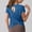 Blue, variant on Womens Open Back Workout Top Wrap Cross Back Athletic T Shirts Oversized Short Sleeve Backless Yoga Tee Shirt