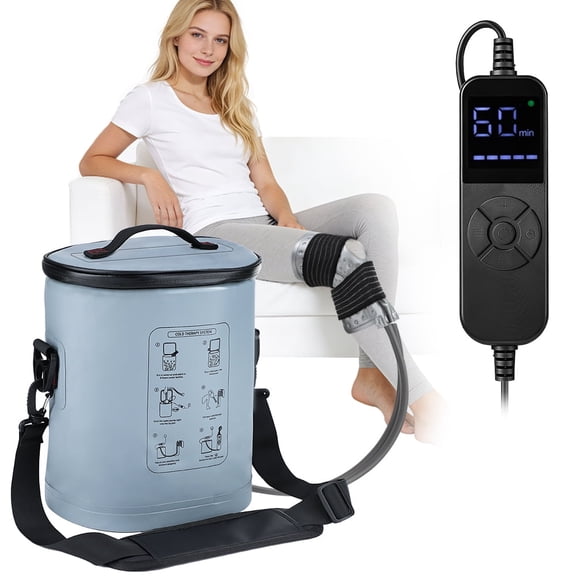Cold Compress Machine for Joints, Portable Ice Device for Picnic, Knee Replacement Recovery System with Pump, Foldable Bucket with 6 Timing, 5 Speed, 8-12h Cooling, 15qt Capacity
