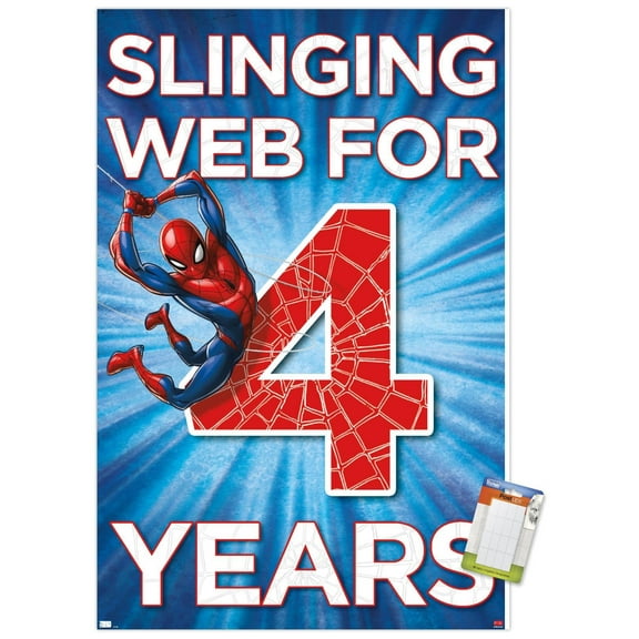 Marvel Spider-Man - Happy 4th Birthday Wall Poster, 22.375" x 34"