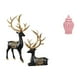 thumbnail image 1 of Figura de ciervo de resina de alce reno, escultura animal con tapa de jarrón de cerámica, adorno de arreglo floral para mesa, boda, inaugura, 1 of 8