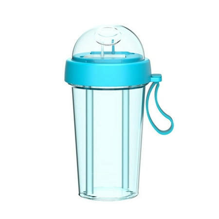 

New Double Drinking Cup with Two Independent Straws Leakproof Detachable Water Bottle for Adult Children