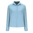 thumbnail image 3 of Women Solid Color Long Sleeve Lapel Shirt Hidden Buttons Blouse Formal Casual Office Wear Button Down Top Womens Clothing, 3 of 5