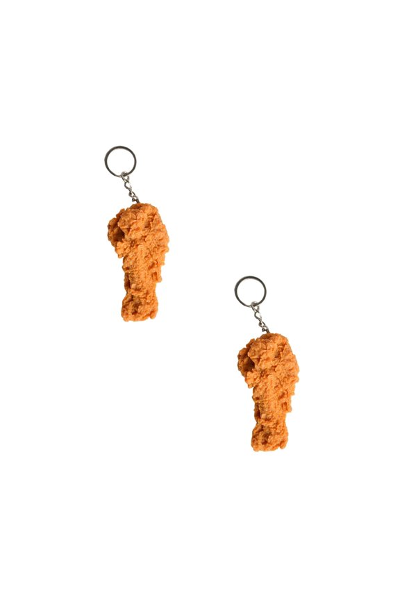 Chicken Leg Chicken Wing Model Pendant Interesting Chicken Rice Krispies French Fries Food Play Key Chain Hanging Decoration Chicken Leg 2PCS,One Size,Silver