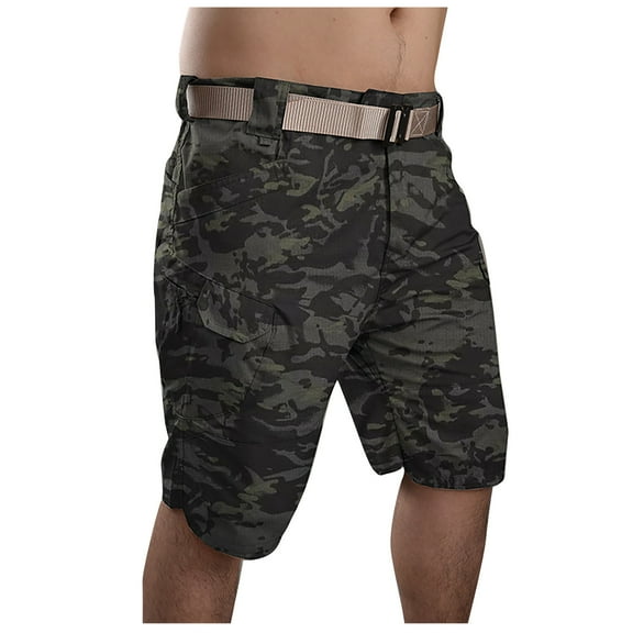 IROINNID Men's Summer Outdoors Casual Multi-pocket Camouflage Plus Size Workout Shorts,M-6XL