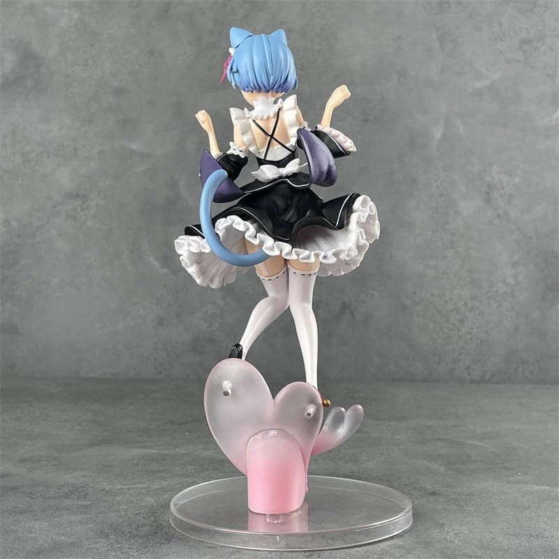Newly Rem Figure Cat Ear Maid Rem Action Figures 23cm/9.1inch PVC Character Figurine Cosplay Model Collectible for Anime Fans Gifts