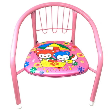 Kids Toddler Metal Chairs with Soft Cushion Bottom,Squeaky Fun Sound(Pink
