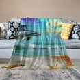 thumbnail image 2 of Fenyluxe Seashell Starfish Tropical Palm Tree on Ocean Beach Throw Blanket,Soft Blanket Cozy Warm Fluffy Blanket  50x60in, 2 of 6