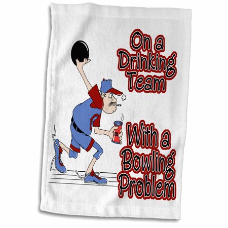3dRose Funny On Drinking Team With Bowling Problem Humor Sports Design - Towel  15 by 22-inch