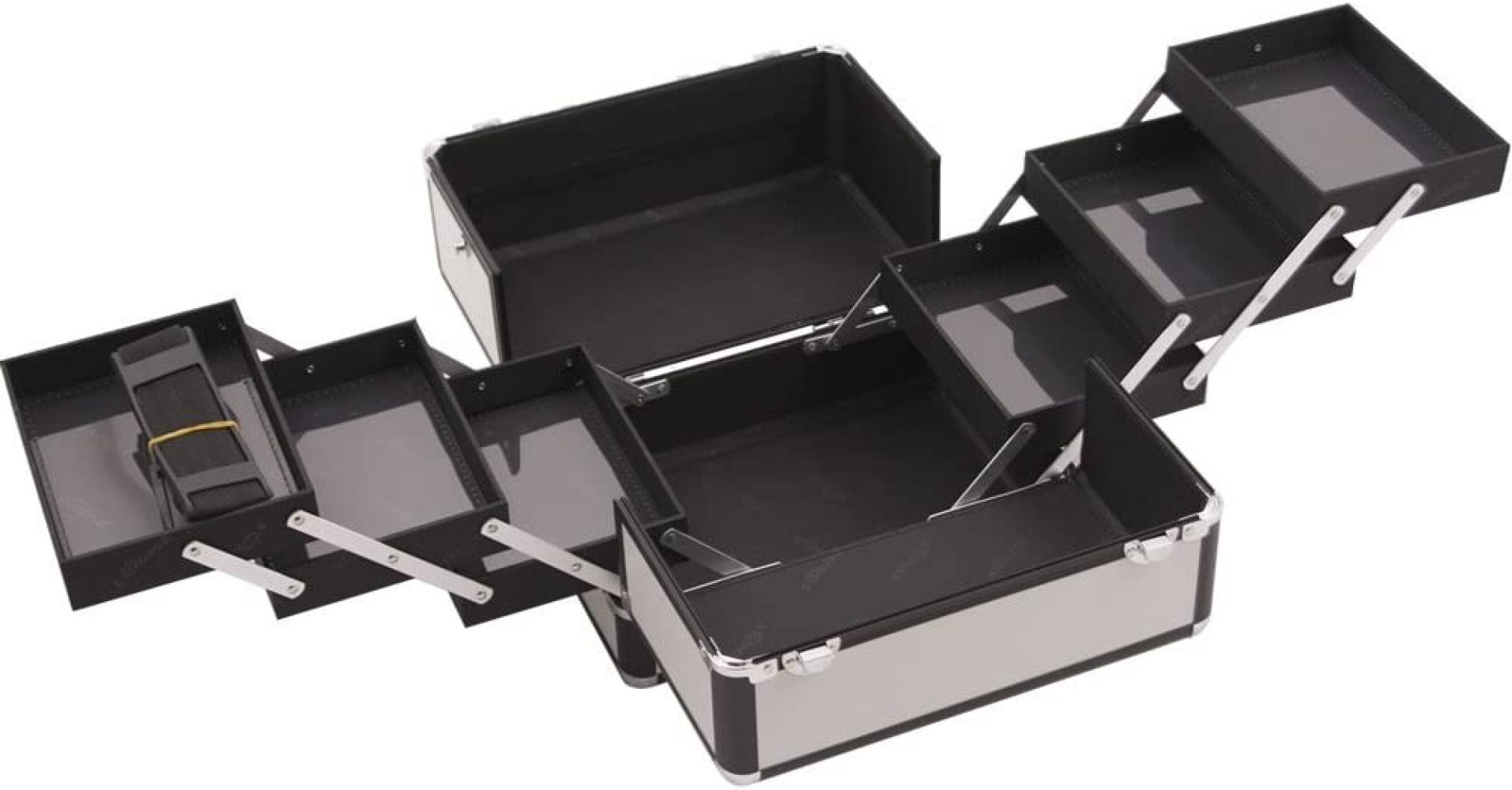 RovKeav C3002 3Tier Accordion Trays Makeup Case with Shoulder Strap