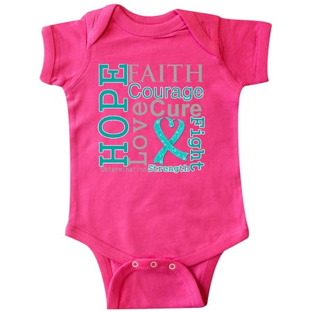 

Inktastic Ovarian Cancer Hope Faith Motto Gift Baby Boy or Baby Girl Bodysuit