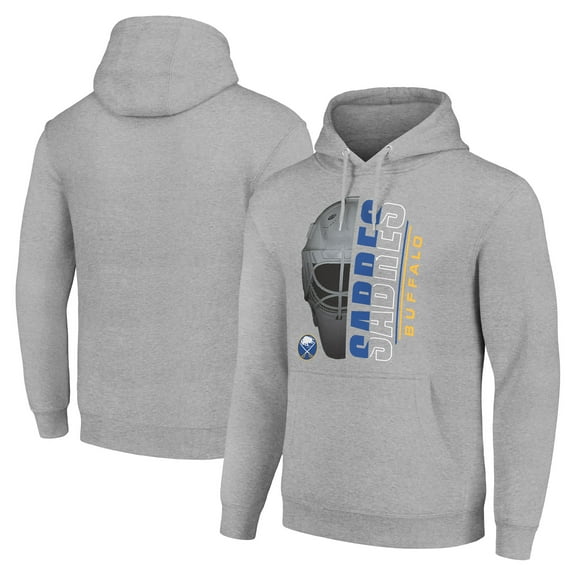Men's Starter Heather Gray Buffalo Sabres Half Helmet Fleece Pullover Hoodie