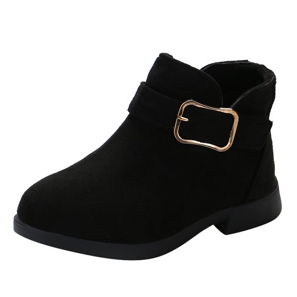 Zanarzt Kids Boots Girls Shoes Fashion Solid Color Short Boots Non Slip Breathable Girl Boots Black,9-9.5 Years