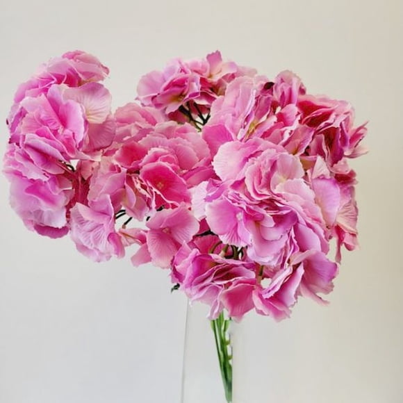 Hot Pink Hydrangea Bush Artificial Flowers