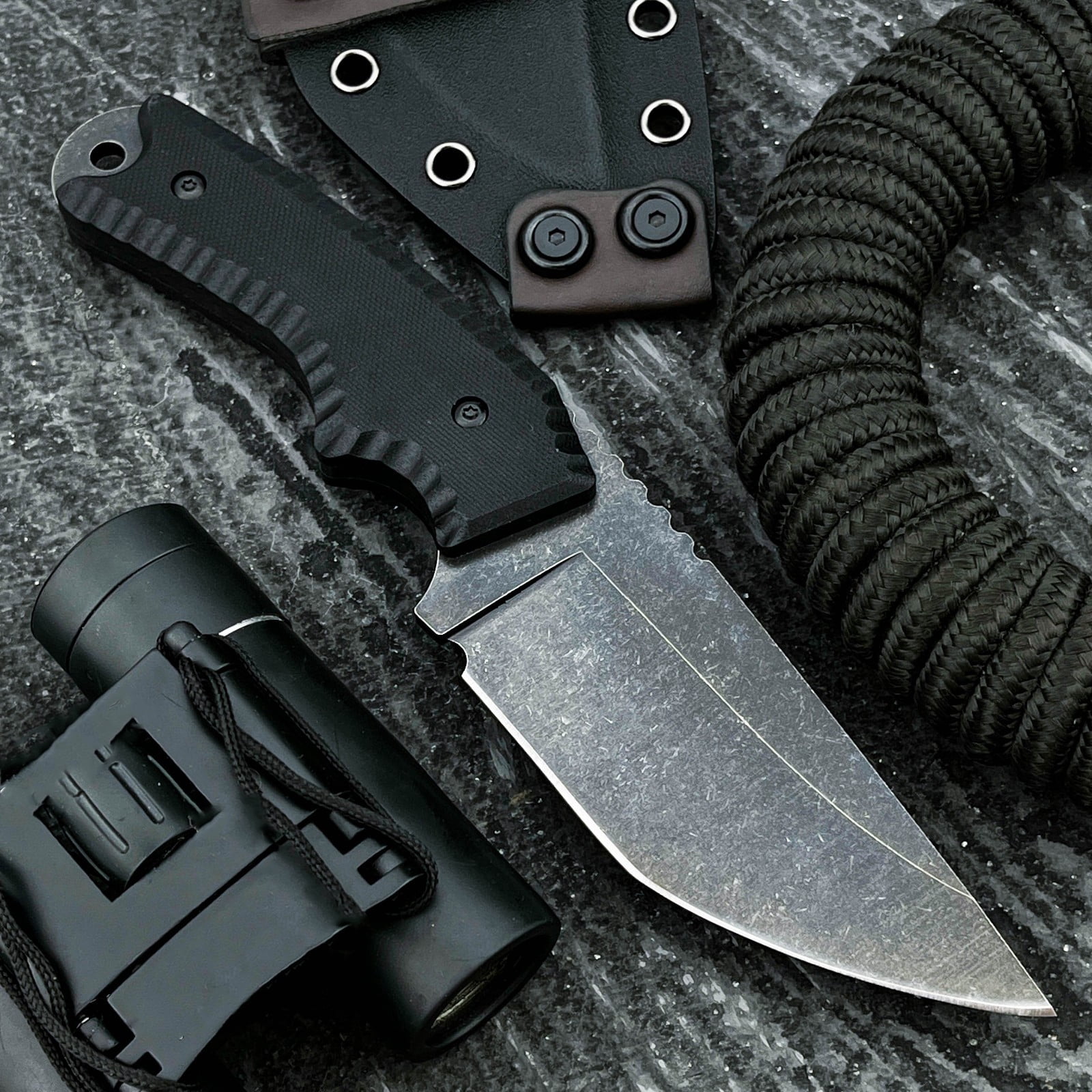 Fixed Blade Outdoor Utility Knife with Sheath, 7Cr13MoV Stainless Steel Full Tang, Black G10 Handle - Multipurpose Tool for Camping, Hiking, and Processing Fish
