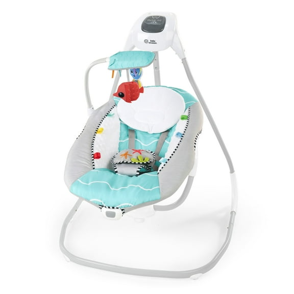 Baby Einstein Ocean Explorers Compact Vibrating Baby Swing, Unisex, Grey, Ages 0-9 Months