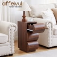 thumbnail image 4 of WIRRYTOR Curved Wave Narrow Nightstand Set of 2 for Bedroom, Mid-Century Modern 3 Drawer Slim Bedside Tables, Retro End Table Set of 2, Walnut, 4 of 9