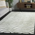thumbnail image 2 of SAFAVIEH Tahoe Kuzman Striped Shag Area Rug, Ivory/Green, 9' x 12', 2 of 8