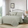 thumbnail image 2 of Chezmoi Collection Roswell Geometric Striped Solid Cotton Lightweight Quilt for All Seasons, 3-Piece Quilt Set, Queen, Natural, 2 of 9