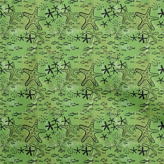 oneOone Polyester Spandex Green Fabric Ocean Life Diy Clothing Quilting Fabric Print Fabric By Yard 56 Inch Wide