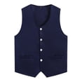 thumbnail image 2 of Lejafay Unisex Kids Volunteer Activity Vest Button Up Waistcoat Boys Girls Waiter Bartender Uniform Navy Blue M/11, 2 of 5