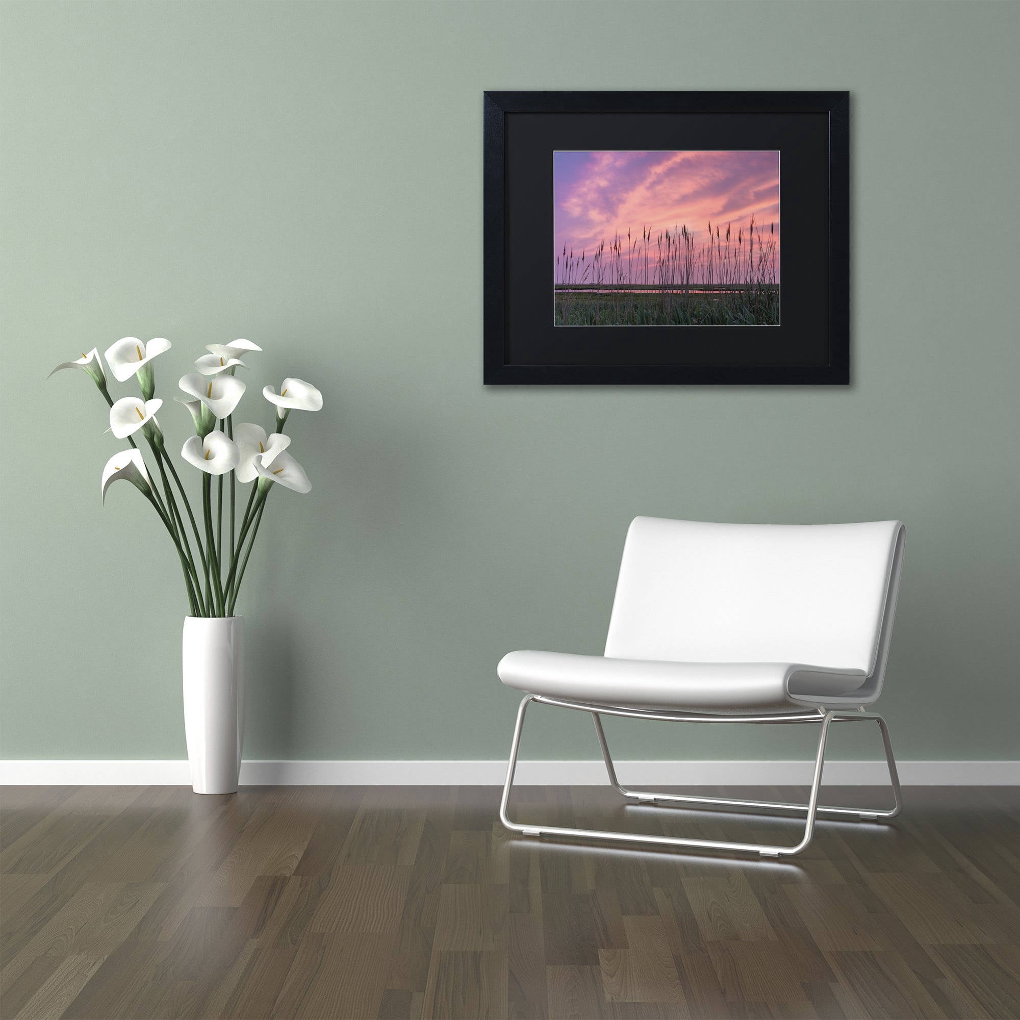Trademark Fine Art "Marsh Reeds" Canvas Art by Michael Blanchette Photography Black Matte, Black Frame