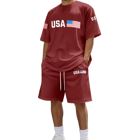 Letdown Mens Summer Outfits 2 Piece Short Set Casual Tracksuits Matching Crew Neck Shirt and Vacation Shorts Jogging Tracksuit Lounge Sets