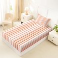 thumbnail image 5 of Castle Fairy Retro Vertical Stripe Twin Sheets 3pcs,Minimalist Thin Line Bedding,Terracotta Pink White,1 Flat Sheet, 1 Fitted Sheet and 1 Pillowcase, 5 of 7