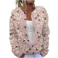 thumbnail image 2 of ZQGJB Floral Pattern Print Open Front Cardigan Sweaters for Women Plus Size Fall Winter Long Sleeve Cable Knit Hollow out Button Down Jacket Tops Loose Overszied Baggy Outwear Coat Multicolor#17 XL, 2 of 4