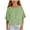 Green, variant on Diufon Girls Cotton Linen Tops Casual Loose 3/4 Sleeve Crewneck Shirts Summer Ruffled Hem Blouse