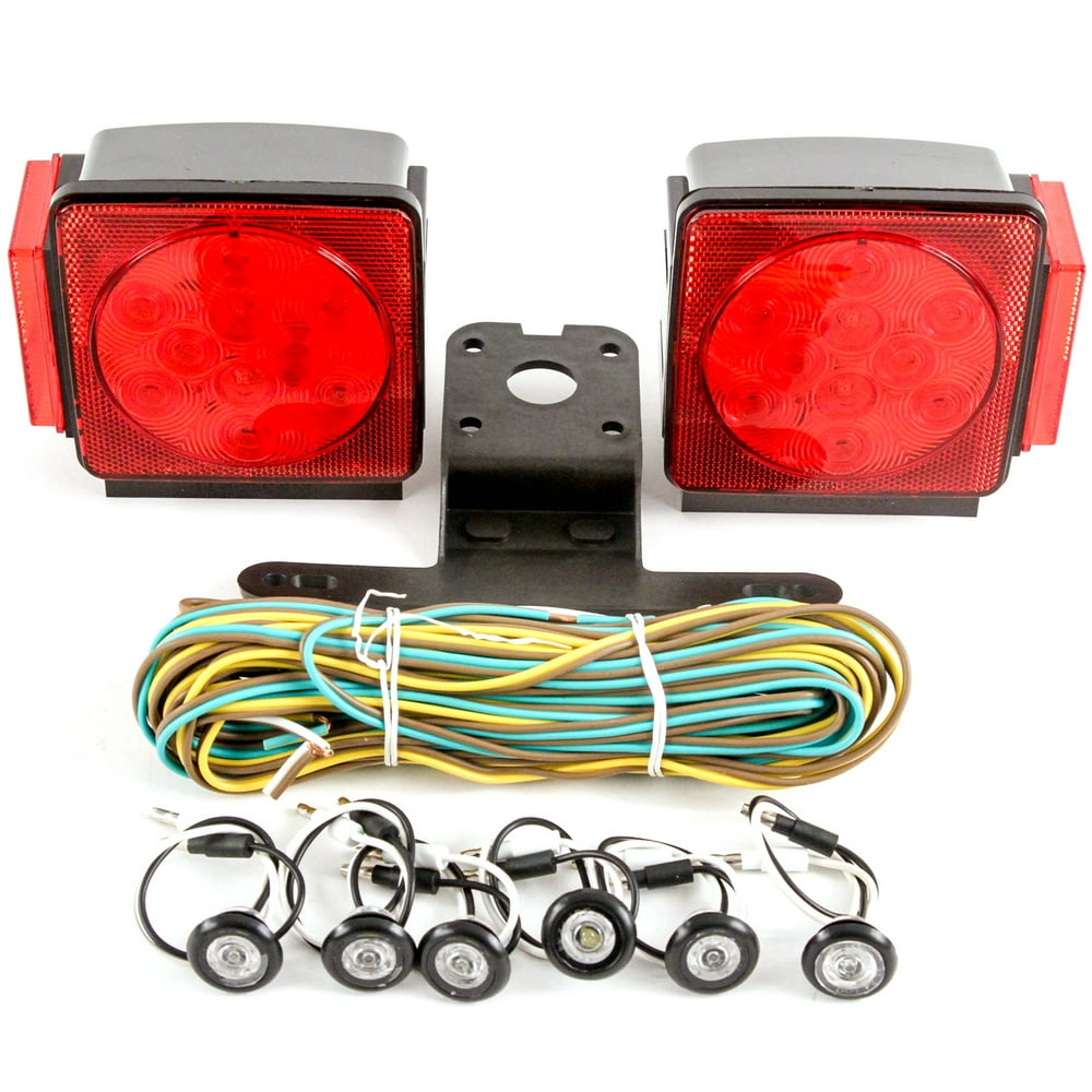 Red Hound Auto LED Submersible Square Light Kit Trailer 80 Inches Boat