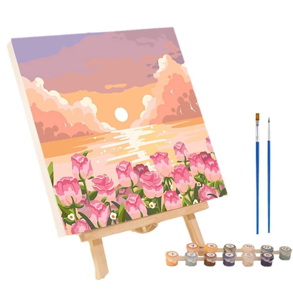 Paint by Numbers Kit for Adults Kids Canvas with Frame, Pigments, Brushes, DIY Art Craft