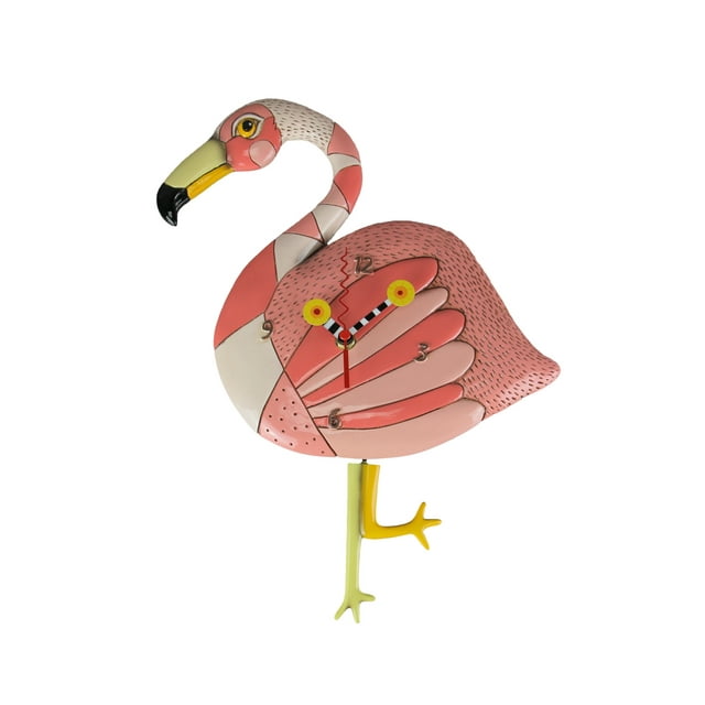 Allen Designs Jambes Folles Flamant Rose Rose Horloge Murale à Pendule