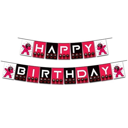 Squid Series Birthday Party Cardstock Banner Decorations for Squid Theme Party Decor