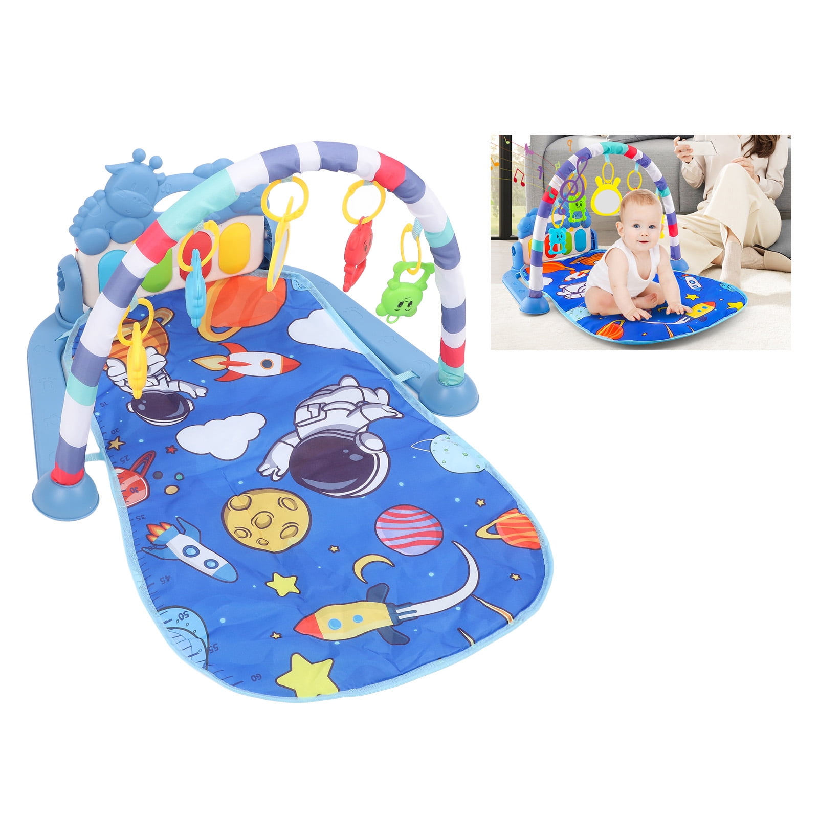 NFTIGB Baby Gym Play Mat Musical Tummy Time Activity Center with Colorful Rattles Kick and Play Piano Keyboard Learning Toy for Newborn Infants Toddlers Boys Girls 0 to 36 Months