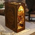 thumbnail image 1 of DIY Book Nook Miniature Kit Book End Model Building Kit with sensor LED light Wooden Puzzle Recommended for 14+ Creative Kit, 1 of 11